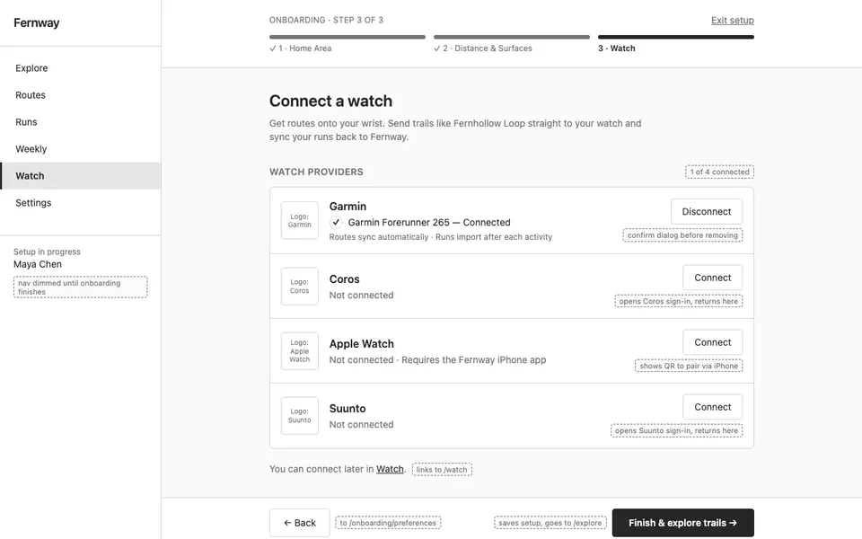 Onboarding Step 3 — Connect a Watch
