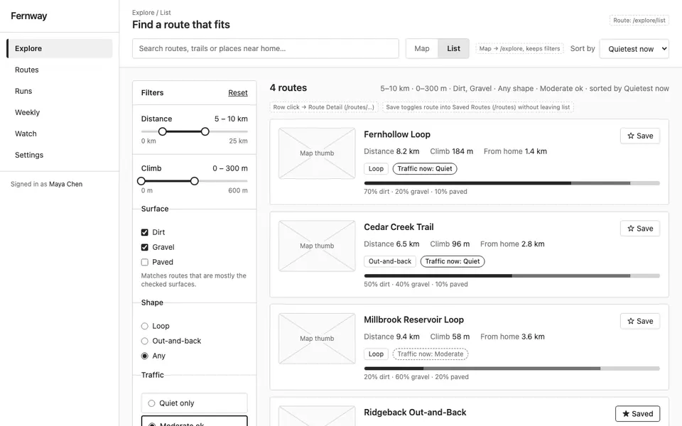 Explore — List with Filters