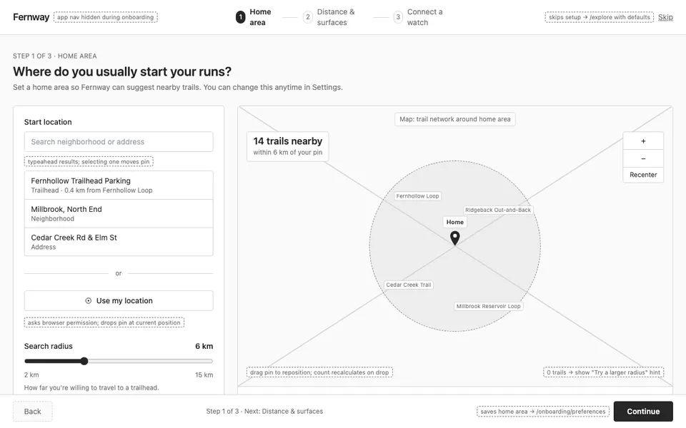 Onboarding Step 1 — Home Area